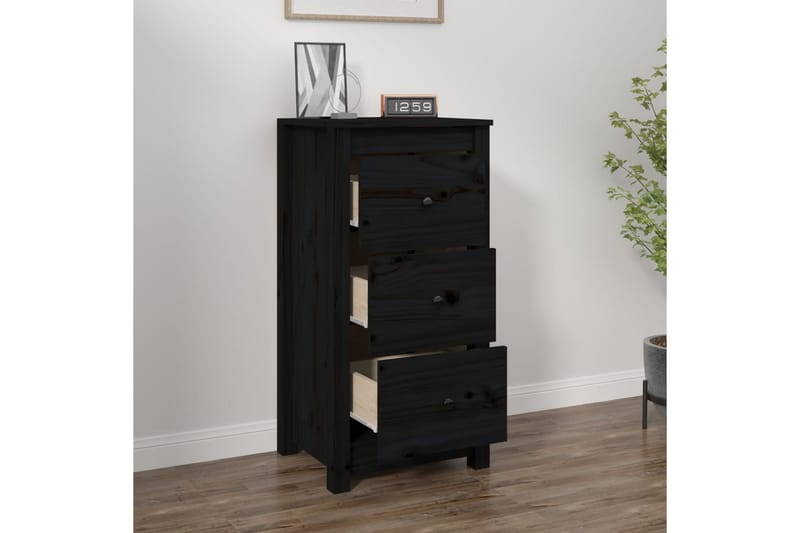 beBasic Skänk svart 40x35x80 cm massiv furu - Black - Förvaring - Förvaringsmöbler - Sideboard & skänk