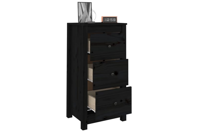 beBasic Skänk svart 40x35x80 cm massiv furu - Black - Förvaring - Förvaringsmöbler - Sideboard & skänk