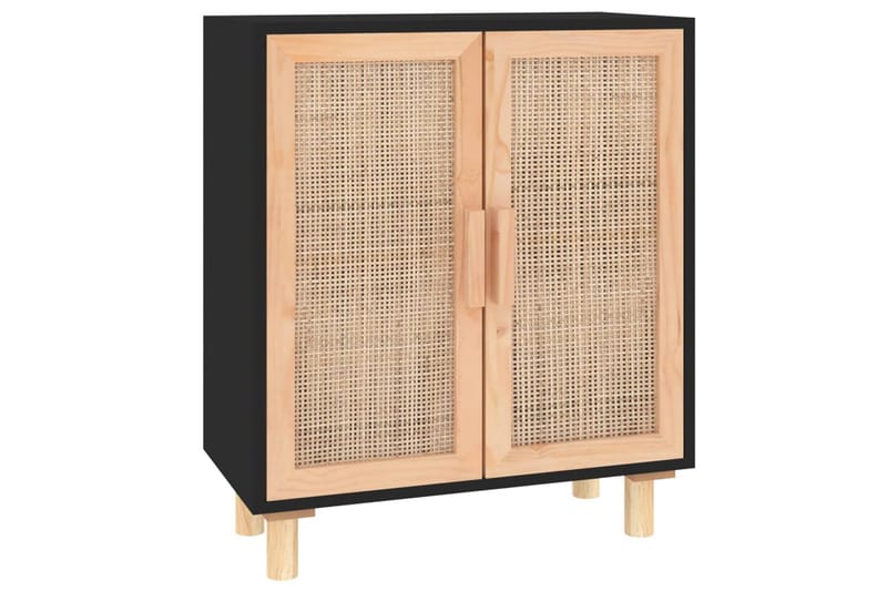 beBasic Skänk svart 60x30x70 cm massiv furu och naturlig rotting - Black - Förvaring - Förvaringsmöbler - Sideboard & skänk