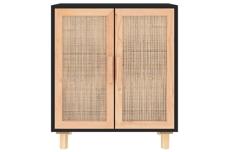 beBasic Skänk svart 60x30x70 cm massiv furu och naturlig rotting - Black - Förvaring - Förvaringsmöbler - Sideboard & skänk