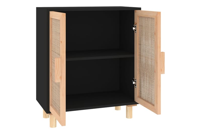 beBasic Skänk svart 60x30x70 cm massiv furu och naturlig rotting - Black - Förvaring - Förvaringsmöbler - Sideboard & skänk