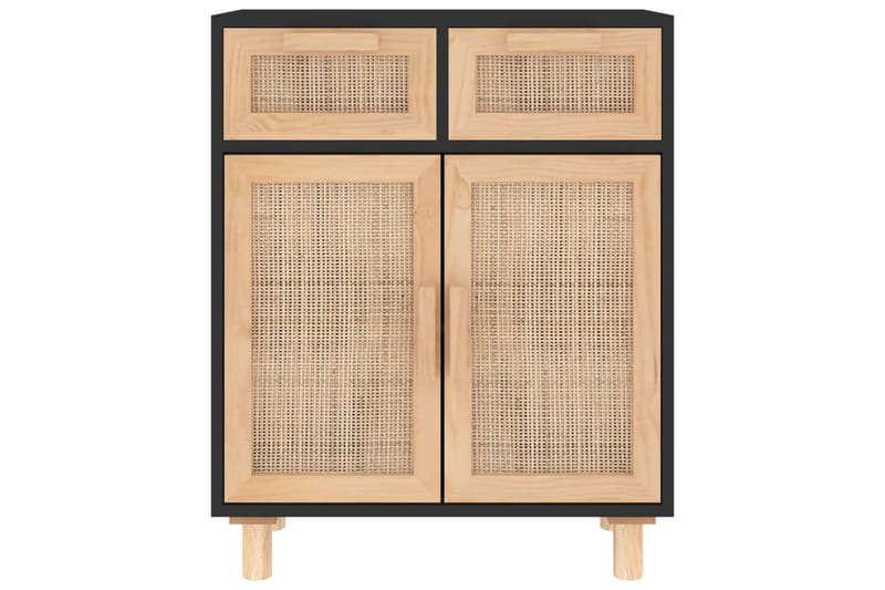 beBasic Skänk svart 60x30x75 cm massiv furu och naturlig rotting - Black - Förvaring - Förvaringsmöbler - Sideboard & skänk