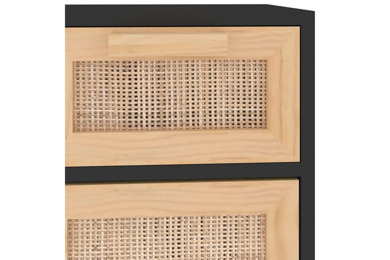 beBasic Skänk svart 60x30x75 cm massiv furu och naturlig rotting - Black - Förvaring - Förvaringsmöbler - Sideboard & skänk