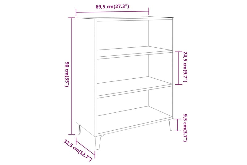 beBasic Skänk svart 69,5x32,5x90 cm konstruerat trä - Black - Förvaring - Förvaringsmöbler - Sideboard & skänk