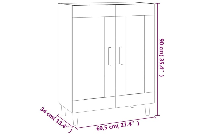 beBasic Skänk svart 69,5x34x90 cm konstruerat trä - Black - Förvaring - Förvaringsmöbler - Sideboard & skänk