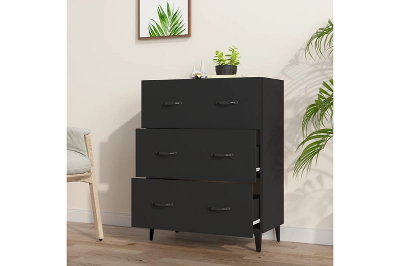 beBasic Skänk svart 69,5x34x90 cm konstruerat trä - Black - Sideboard & skänk