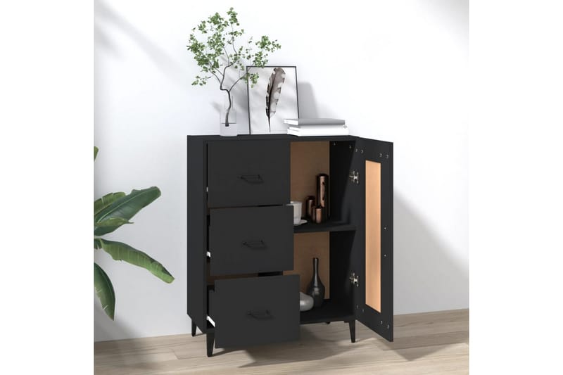 beBasic Skänk svart 69,5x34x90 cm konstruerat trä - Black - Sideboard & skänk