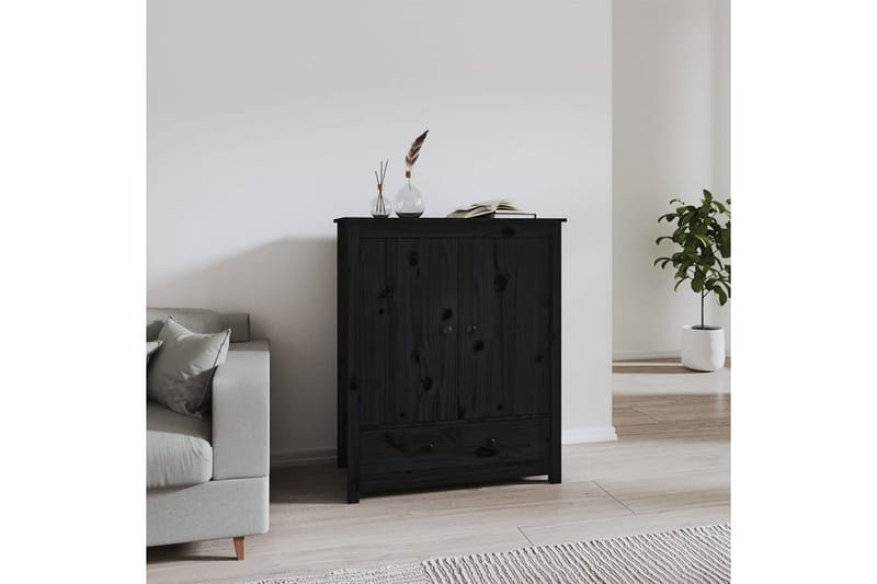 beBasic Skänk svart 83x41,5x100 cm massiv furu - Black - Sideboard & skänk