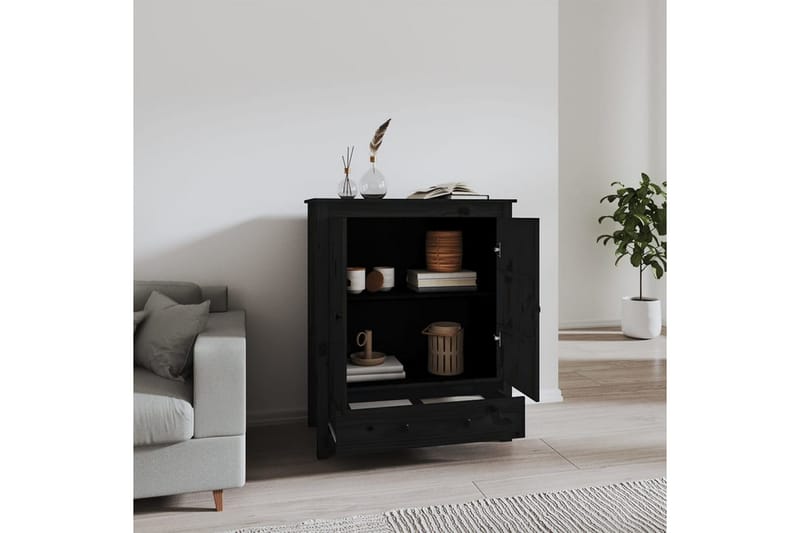 beBasic Skänk svart 83x41,5x100 cm massiv furu - Black - Förvaring - Förvaringsmöbler - Sideboard & skänk