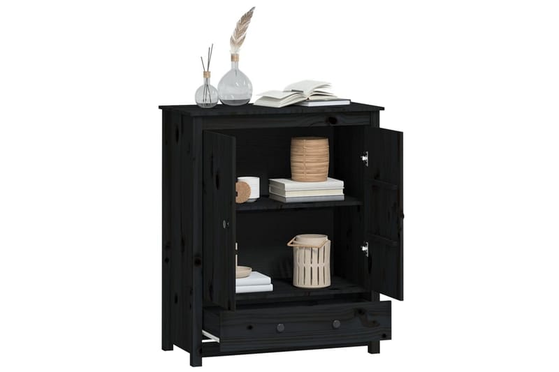beBasic Skänk svart 83x41,5x100 cm massiv furu - Black - Förvaring - Förvaringsmöbler - Sideboard & skänk