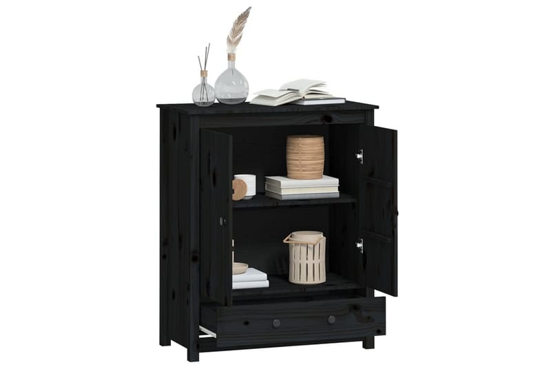 beBasic Skänk svart 83x41,5x100 cm massiv furu - Black - Sideboard & skänk