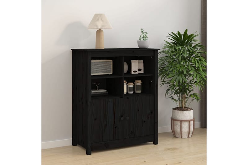 beBasic Skänk svart 83x41,5x100 cm massiv furu - Black - Förvaring - Förvaringsmöbler - Sideboard & skänk