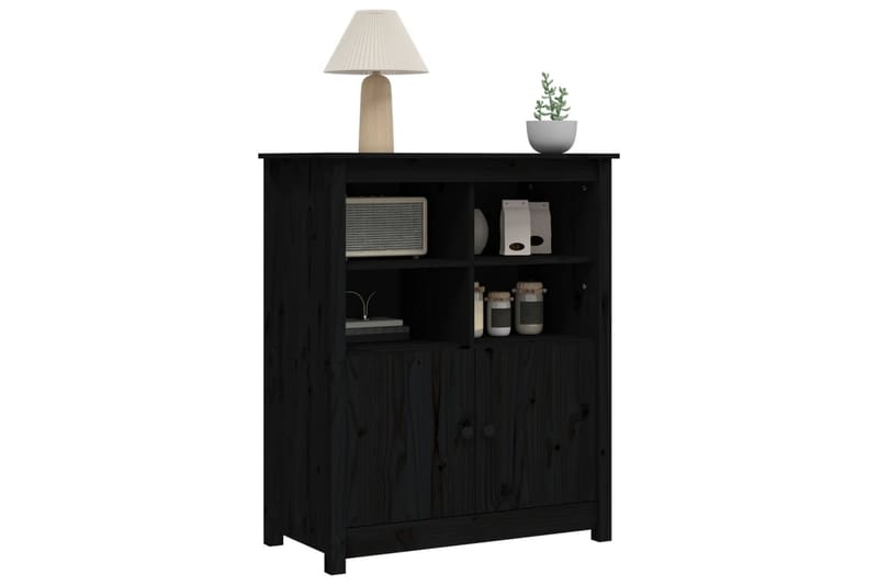 beBasic Skänk svart 83x41,5x100 cm massiv furu - Black - Sideboard & skänk