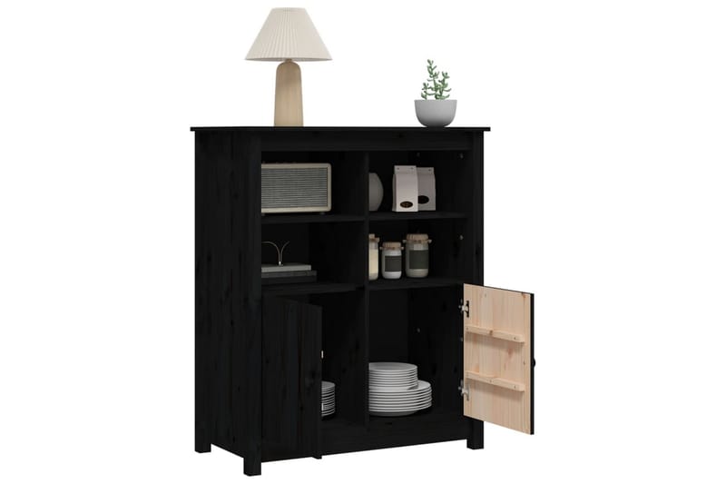 beBasic Skänk svart 83x41,5x100 cm massiv furu - Black - Sideboard & skänk