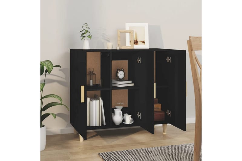 beBasic Skänk svart 90x34x80 cm konstruerat trä - Black - Sideboard & skänk