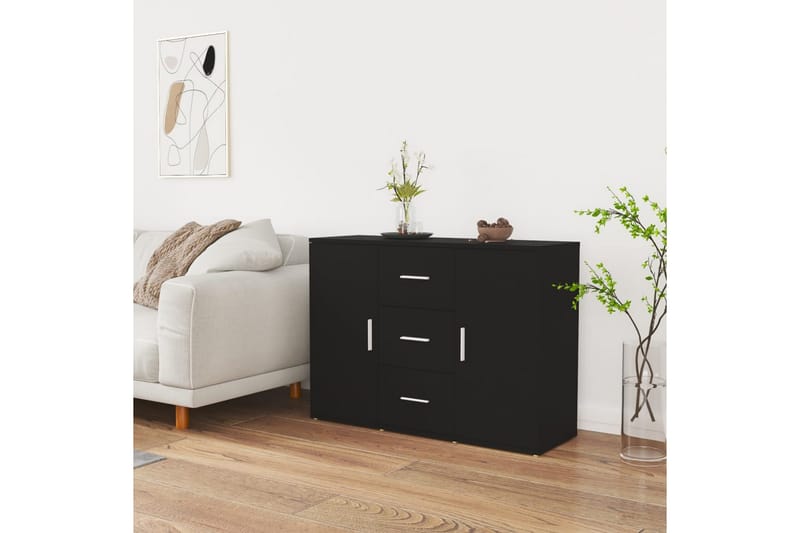 beBasic Skänk svart 91x29,5x65 cm konstruerat trä - Black - Sideboard & skänk