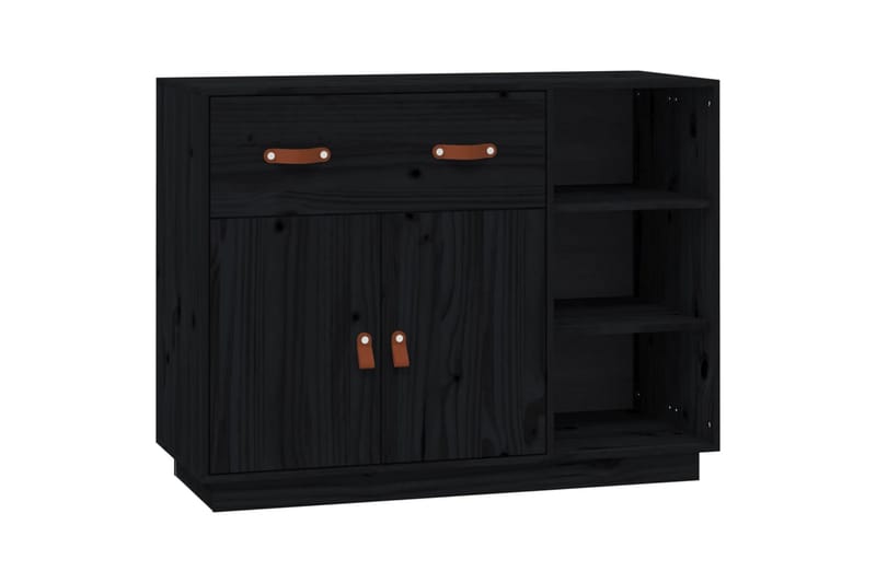 beBasic Skänk svart 98,5x40x75 cm massiv furu - Black - Förvaring - Förvaringsmöbler - Sideboard & skänk
