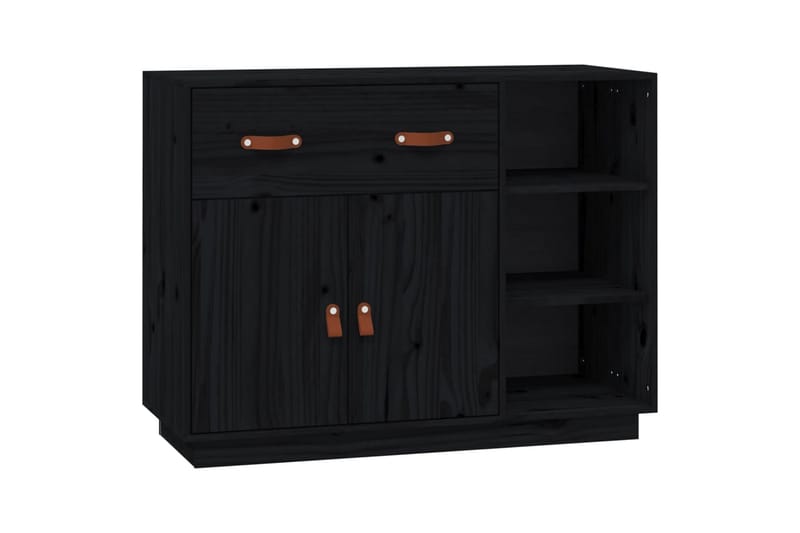 beBasic Skänk svart 98,5x40x75 cm massiv furu - Black - Sideboard & skänk