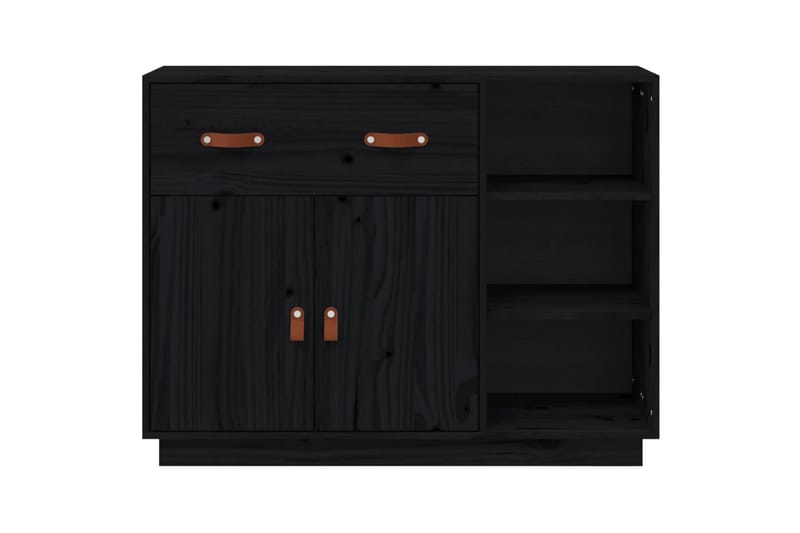 beBasic Skänk svart 98,5x40x75 cm massiv furu - Black - Sideboard & skänk