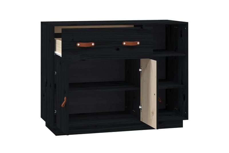 beBasic Skänk svart 98,5x40x75 cm massiv furu - Black - Sideboard & skänk