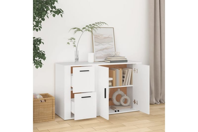 beBasic Skänk vit 100x33x59,5 cm konstruerat trä - White - Sideboard & skänk