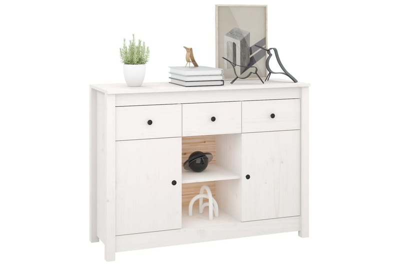 beBasic Skänk vit 100x35x74,5 cm massiv furu - White - Sideboard & skänk