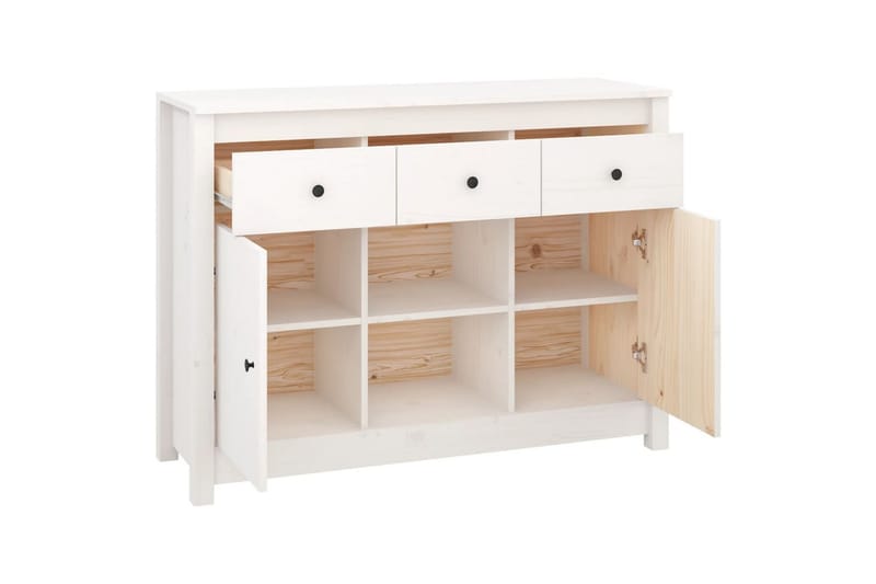 beBasic Skänk vit 100x35x74,5 cm massiv furu - White - Sideboard & skänk