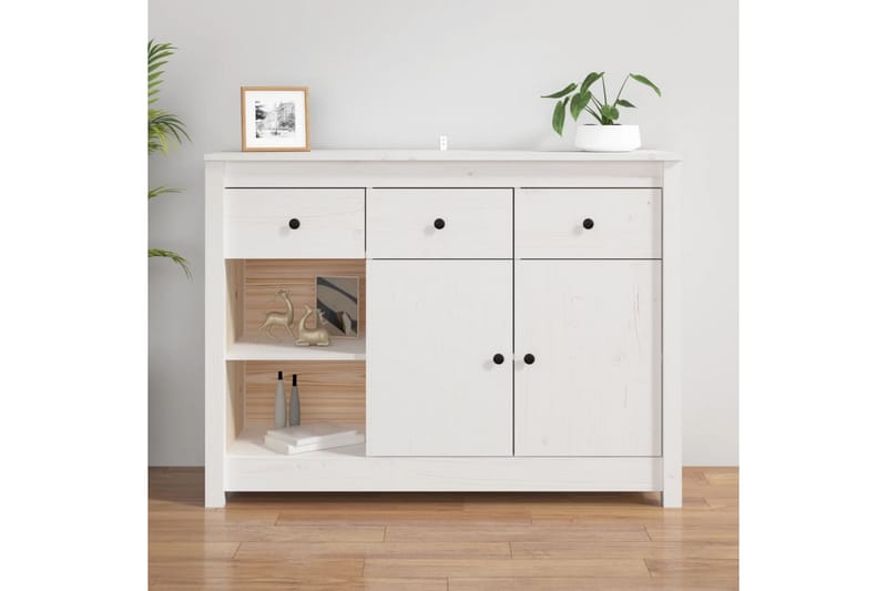 beBasic Skänk vit 100x35x74 cm massiv furu - White - Förvaring - Förvaringsmöbler - Sideboard & skänk