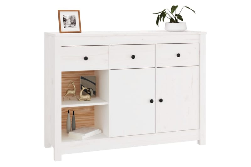 beBasic Skänk vit 100x35x74 cm massiv furu - White - Förvaring - Förvaringsmöbler - Sideboard & skänk