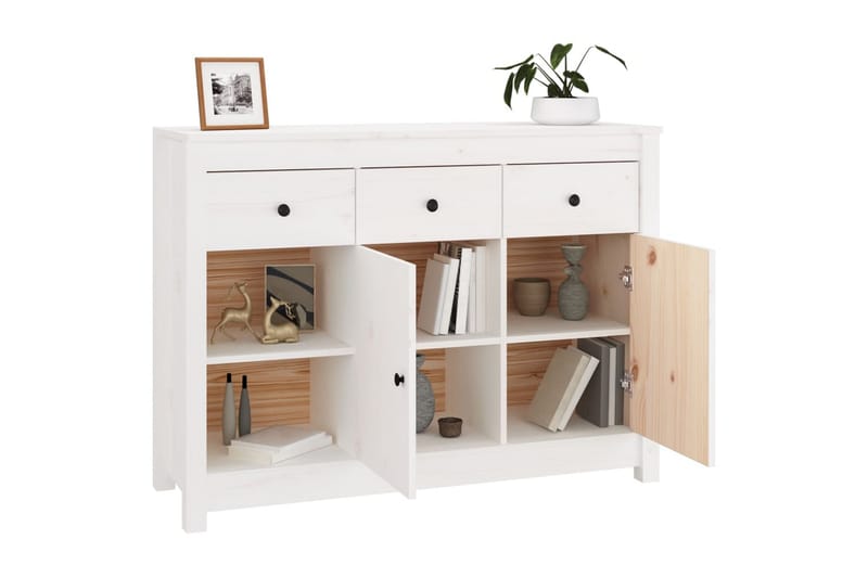 beBasic Skänk vit 100x35x74 cm massiv furu - White - Förvaring - Förvaringsmöbler - Sideboard & skänk