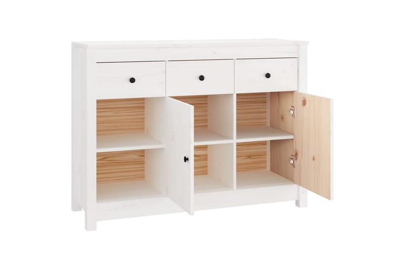 beBasic Skänk vit 100x35x74 cm massiv furu - White - Förvaring - Förvaringsmöbler - Sideboard & skänk