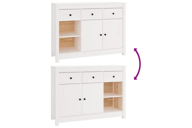 beBasic Skänk vit 100x35x74 cm massiv furu - White - Förvaring - Förvaringsmöbler - Sideboard & skänk