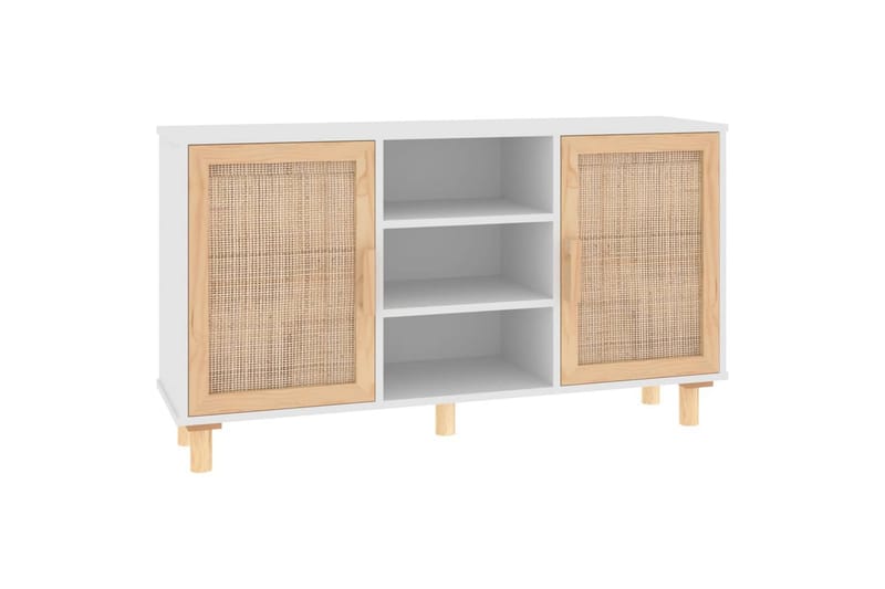 beBasic Skänk vit 105x30x60 cm massiv furu och naturlig rotting - White - Förvaring - Förvaringsmöbler - Sideboard & skänk