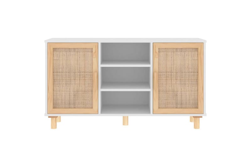 beBasic Skänk vit 105x30x60 cm massiv furu och naturlig rotting - White - Förvaring - Förvaringsmöbler - Sideboard & skänk