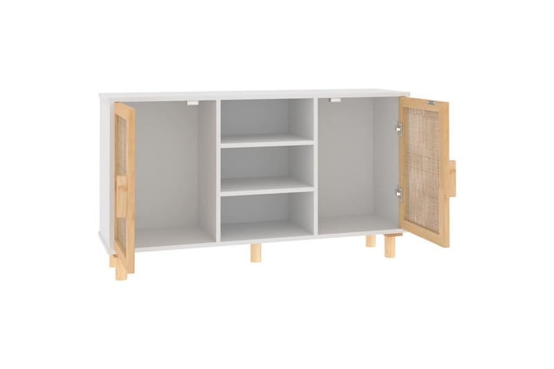 beBasic Skänk vit 105x30x60 cm massiv furu och naturlig rotting - White - Förvaring - Förvaringsmöbler - Sideboard & skänk