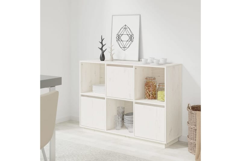 beBasic Skänk vit 110,5x35x80 cm massiv furu - White - Sideboard & skänk