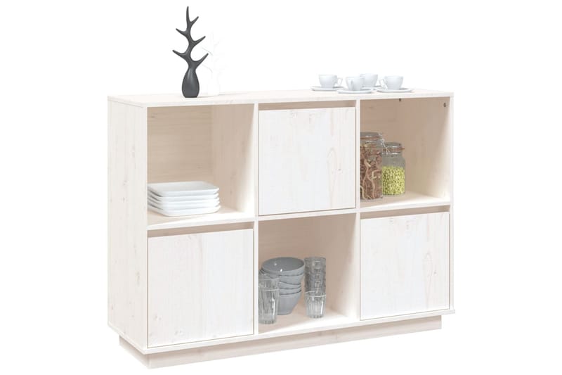 beBasic Skänk vit 110,5x35x80 cm massiv furu - White - Sideboard & skänk