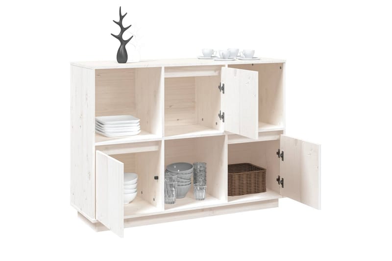 beBasic Skänk vit 110,5x35x80 cm massiv furu - White - Förvaring - Förvaringsmöbler - Sideboard & skänk