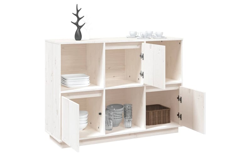 beBasic Skänk vit 110,5x35x80 cm massiv furu - White - Sideboard & skänk