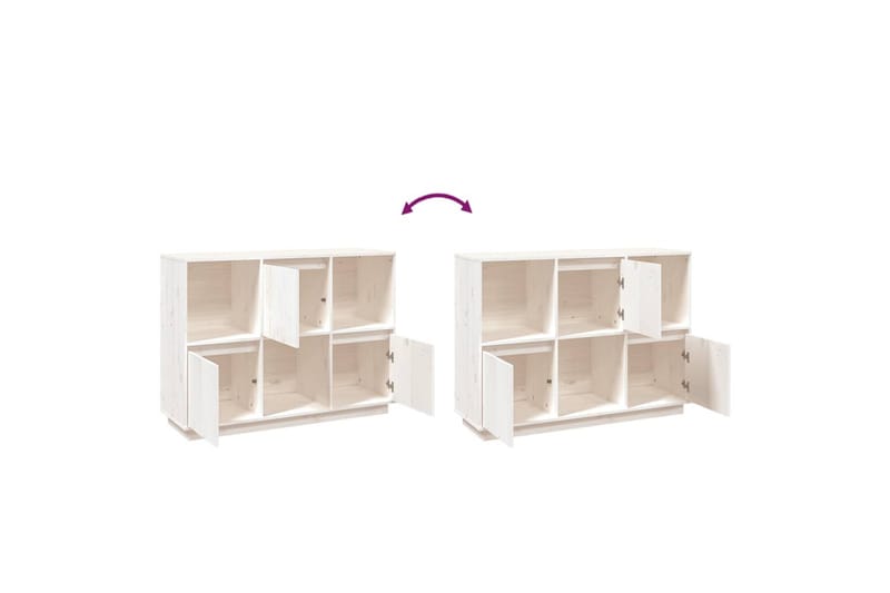 beBasic Skänk vit 110,5x35x80 cm massiv furu - White - Sideboard & skänk