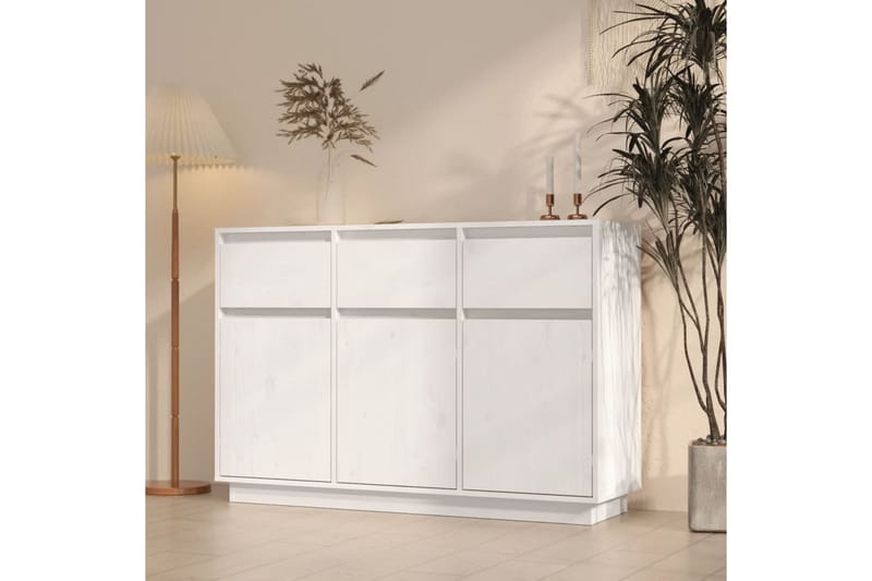 beBasic Skänk vit 110x34x75 cm massiv furu - White - Sideboard & skänk