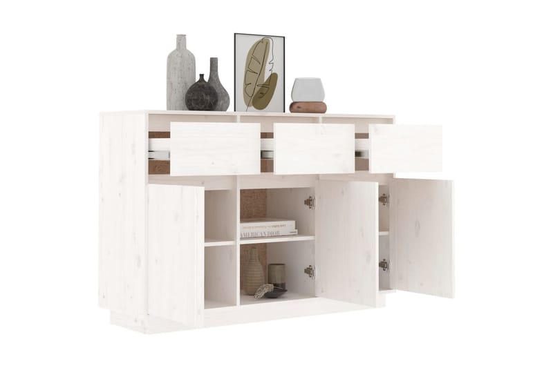 beBasic Skänk vit 110x34x75 cm massiv furu - White - Sideboard & skänk