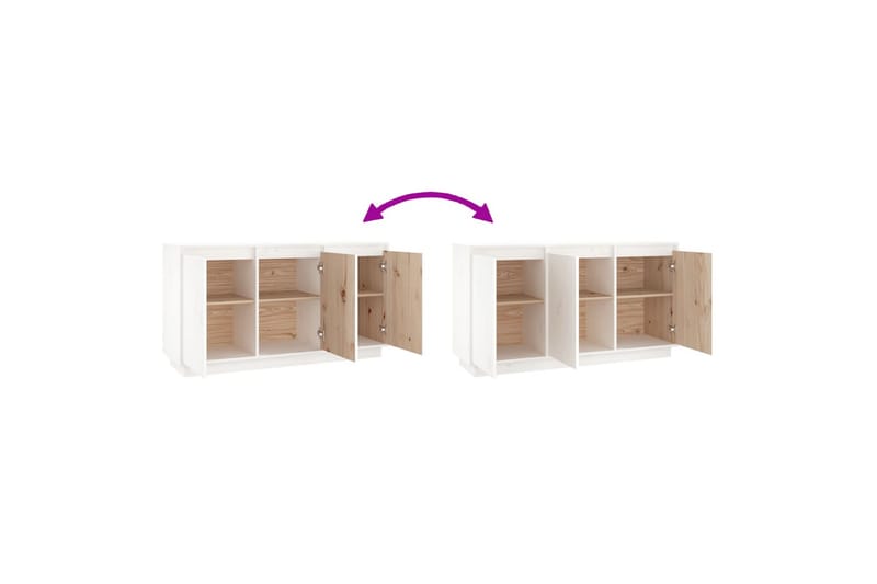 beBasic Skänk vit 111x34x60 cm massiv furu - White - Sideboard & skänk