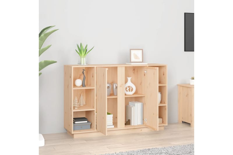 beBasic Skänk vit 120x35x80 cm massiv furu - Brown - Förvaring - Förvaringsmöbler - Sideboard & skänk