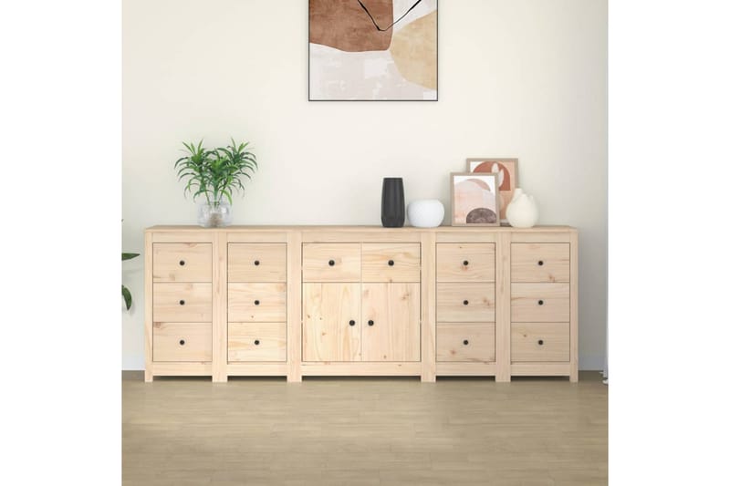 beBasic Skänk vit 230x35x80 cm massiv furu - Brown - Sideboard & skänk