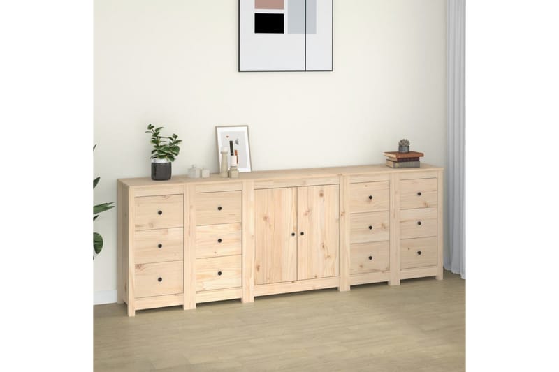 beBasic Skänk vit 230x35x80 cm massiv furu - Brown - Sideboard & skänk