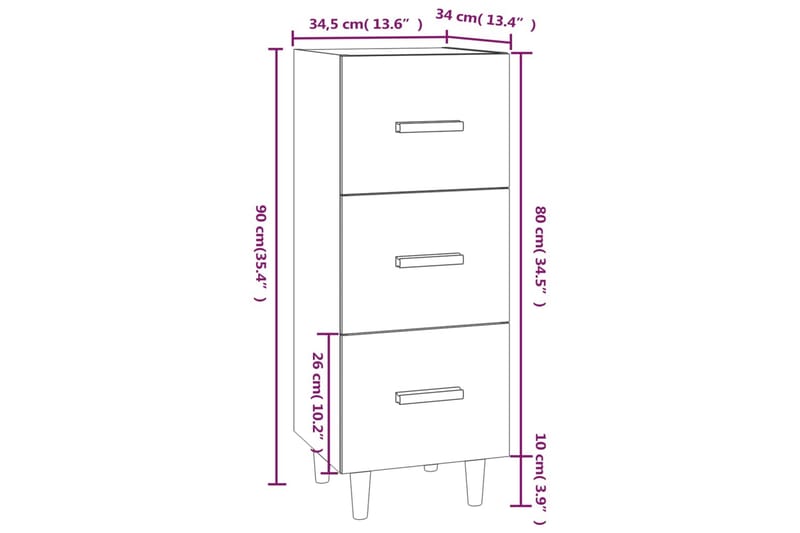 beBasic Skänk vit 34,5x34x90 cm konstruerat trä - White - Förvaring - Förvaringsmöbler - Sideboard & skänk