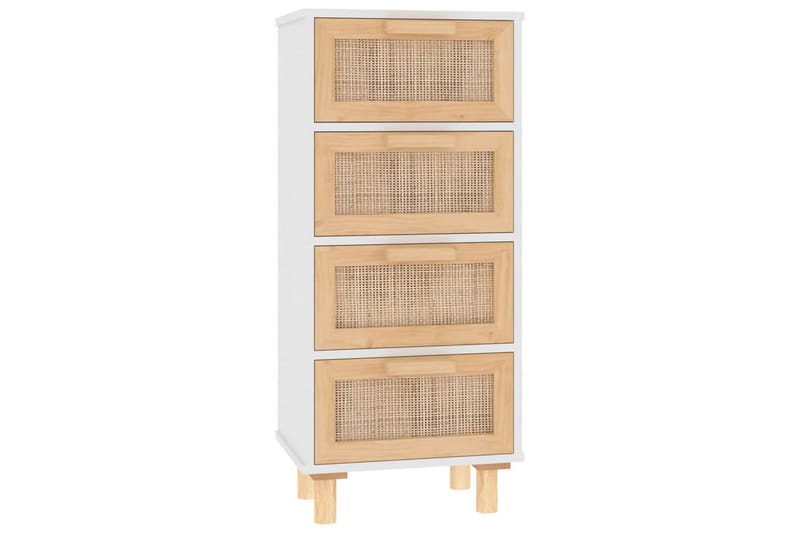 beBasic Skänk vit 40x30x90 cm massiv furu och naturlig rotting - White - Förvaring - Förvaringsmöbler - Sideboard & skänk