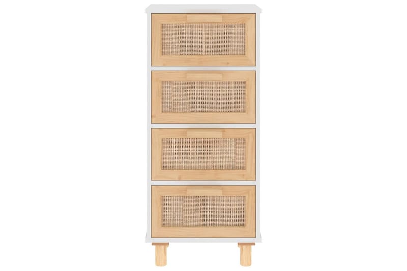 beBasic Skänk vit 40x30x90 cm massiv furu och naturlig rotting - White - Förvaring - Förvaringsmöbler - Sideboard & skänk