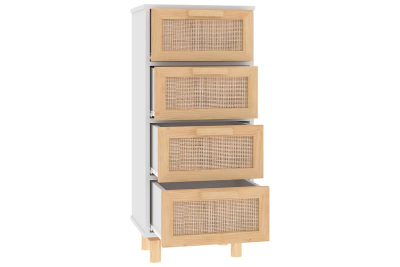 beBasic Skänk vit 40x30x90 cm massiv furu och naturlig rotting - White - Förvaring - Förvaringsmöbler - Sideboard & skänk